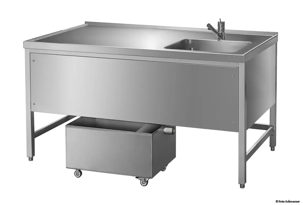 Mesa de laboratorio con lavabo de acero inoxidable