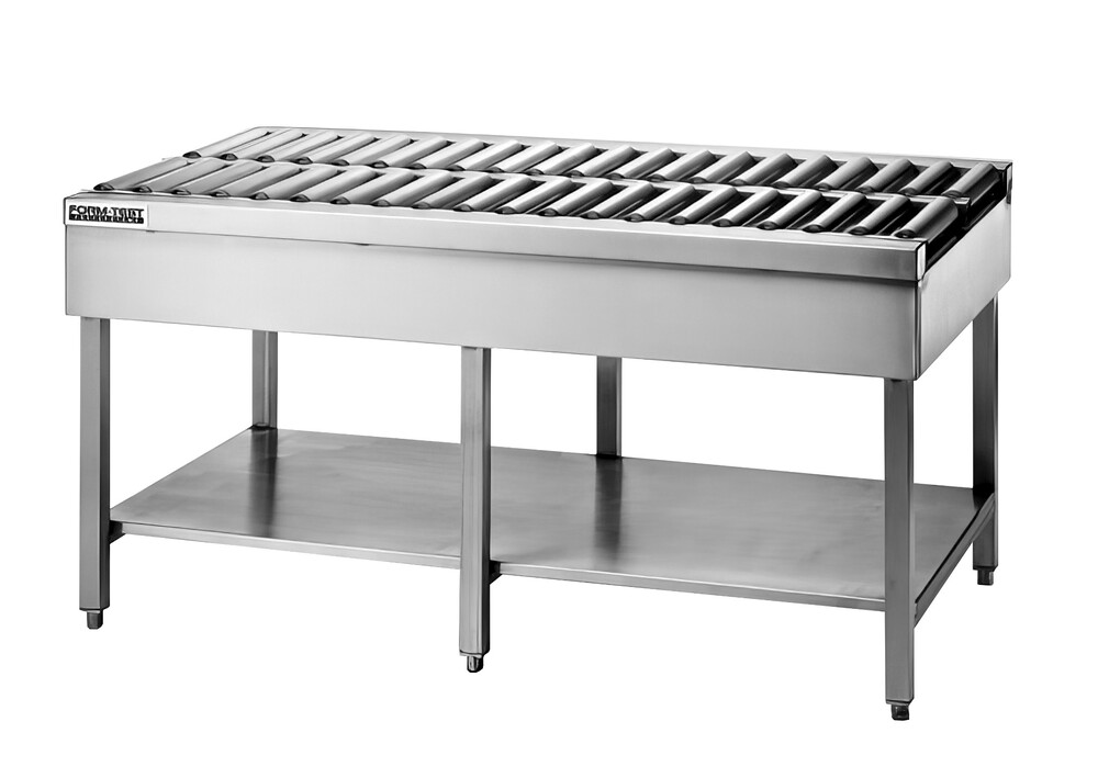 Mesa de sistema de laboratorio con transportador de rodillos dobles